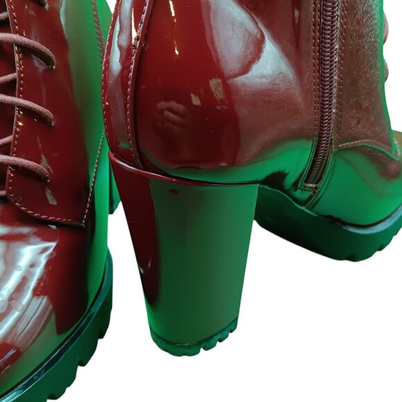 Allegra K Women Size 9 Lace up Side zip ankle boots - Picture 3 of 4